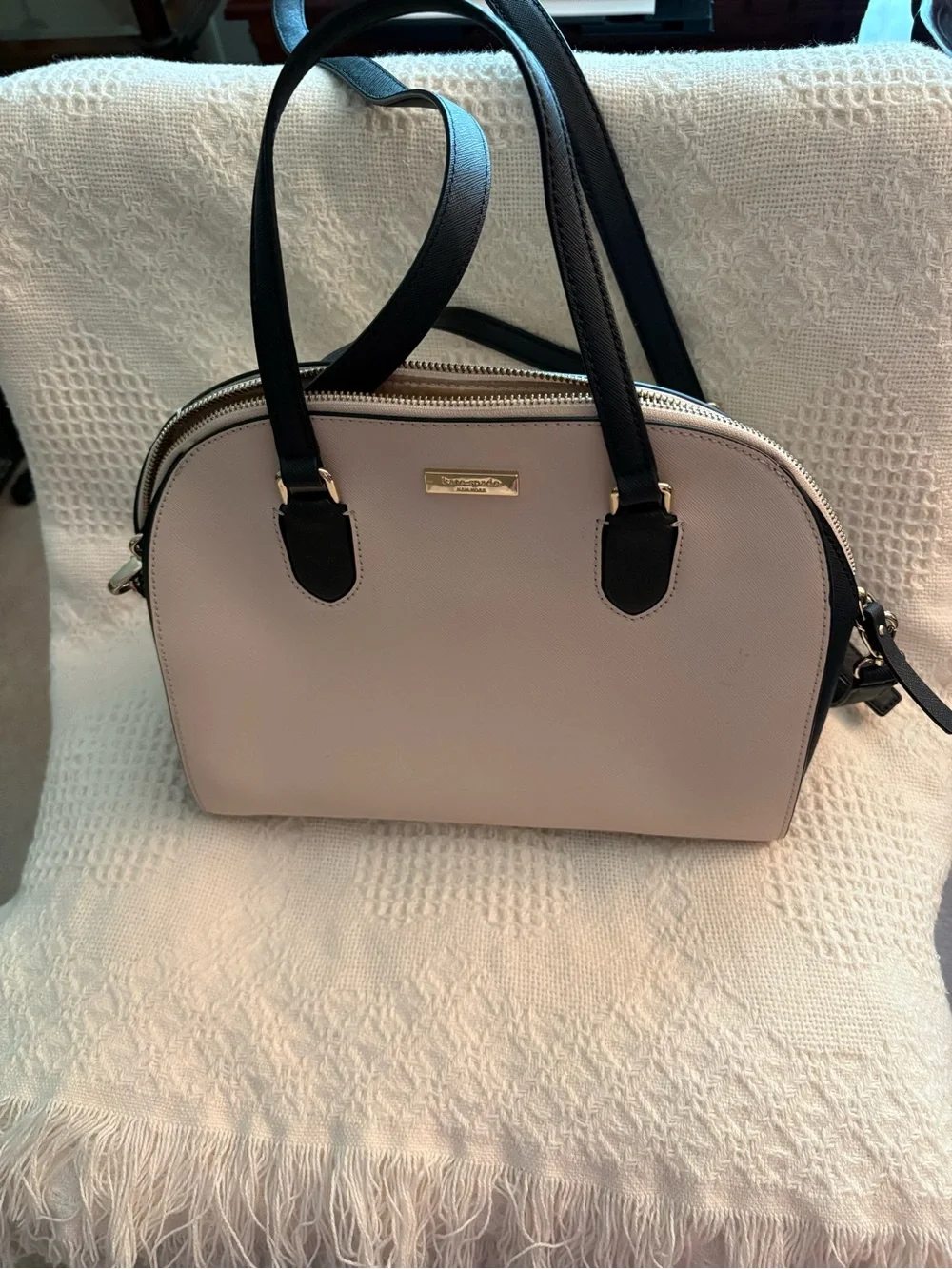 kate spade Cream Satchel with Black Trim and Handles